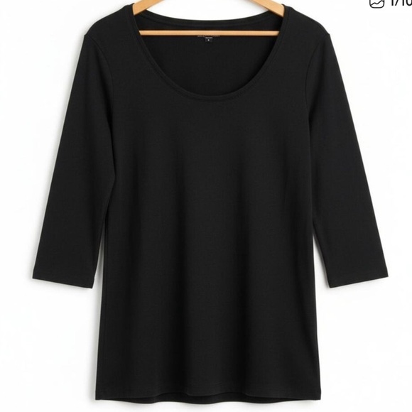 Eileen Fisher Tops - Eileen Fisher Black 3/4 Sleeve Cotton Pullover